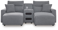 Modmax II - 3-Piece Power Reclining Sectional With Double Chaise And Audio Console - Salt And Pepper - Next-Gen Nuvella