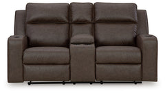 Lavenhorne - Dbl Reclining Loveseat W/Console - Faux Leather - Granite