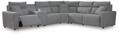 Modmax II - 6-Piece Power Reclining Sectional With 2 Armless Chairs And Console - Salt And Pepper - Next-Gen Nuvella