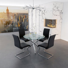 Solara II/Maxim - 5 Piece Dining Set - Chrome / Black