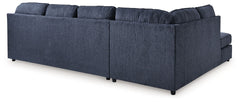 Albar Place - 3 Pc. - 2-Piece Sectional With Raf Sofa Chaise, Ottoman - Cobalt