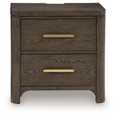 Radkin - Two Drawer Night Stand - Burnished Brown