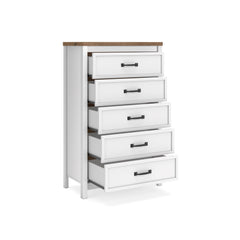 Kerisden - Five Drawer Chest - White / Brown