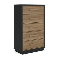 Kozmour - Five Drawer Chest - Black / Brown