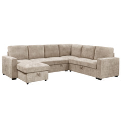 Lennox - Sectional With Bed & Storage - Beige