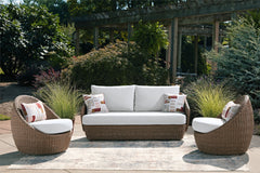 Double Point - Loveseat, Swivel Chairs Set (Set of 3) - Beige