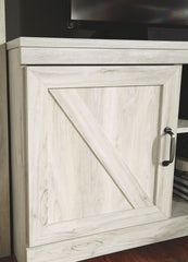 Bellaby - 63" TV Stand With Faux Firebrick Fireplace Insert - Whitewash