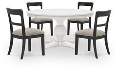 Greddinton - Round Dining Table Set - Black Chairs