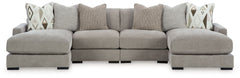 Aslan Court - 5 Pc. - 4-Piece Sofa Pit Sectional, Ottoman - Pebble