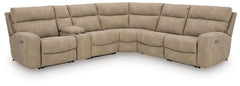 Next-Gen Durapella - 6-Piece Power Reclining Sectional With Storage Console - Sand - Faux Leather