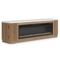 Camdill - 80" TV Stand With Electric Fireplace - Light Brown