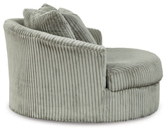 Lindyn - Oversized Swivel Accent Chair - Fabric - Fog