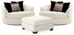 Cambri 2 Oversized Swivel Chairs and Ottoman