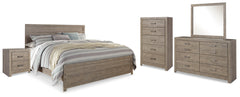Culverbach King Panel Bed, Dresser, Mirror, Chest and Nightstand