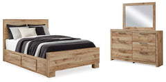 Hyanna Queen Panel Bed with 2 Side Storage, Dresser and Mirror