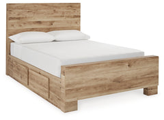 Hyanna Full Panel Bed with 1 Side Storage, Dresser and Mirror