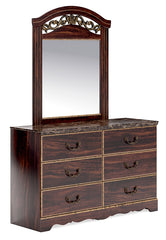 Glosmount Queen Poster Bed, Dresser, Mirror, Chest and Nightstand