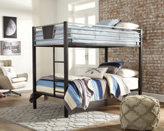 Dinsmore Twin over Twin Bunk Bed, 2 Mattresses, and 2 Pillows