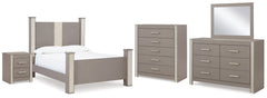 Surancha Queen Poster Bed, Dresser, Mirror, Chest and 2 Nightstands