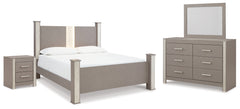 Surancha King Poster Bed, Dresser, Mirror and Nightstand