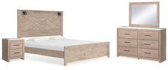Senniberg King Panel Bed, Dresser, Mirror, and Nightstand