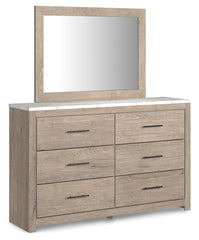 Senniberg King Panel Bed, Dresser, Mirror, and Nightstand