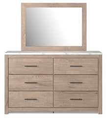 Senniberg King Panel Bed, Dresser, Mirror, and Nightstand