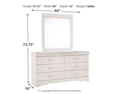 Anarasia Twin Sleigh Headboard, Dresser and Mirror