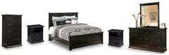 Maribel King Panel Bed, Dresser, Mirror, Chest, and 2 Nightstands