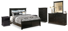 Maribel Queen Panel Bed, Dresser, Mirror, Chest and 2 Nightstands