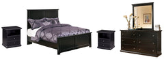 Maribel Full Panel Bed with Dresser, Mirror and 2 Nightstands