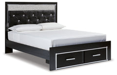 Kaydell Queen Upholstered Panel Storage Bed, Dresser and Mirror