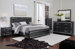 Kaydell King Upholstered Panel Bed, Dresser and Mirror