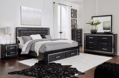 Kaydell King Upholstered Storage Bed, Dresser, Mirror, Chest and 2 Nightstands
