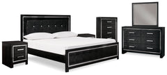 Kaydell King Upholstered Panel Bed , Dresser, Mirror, Chest and 2 Nightstands