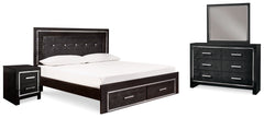 Kaydell King Storage Bed, Dresser, Mirror and Nightstand