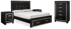 Kaydell Queen Panel Storage Bed, Chest and 2 Nightstands