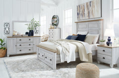 Haven Bay Queen Panel Storage Bed, Dresser, Mirror, Chest and 2 Nightstands