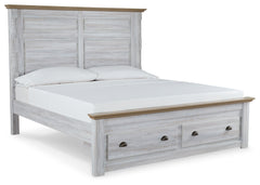 Haven Bay King Panel Storage Bed, Dresser and Mirror