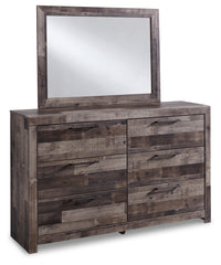 Derekson Queen Panel Storage Bed with Mirrored Dresser and Chest