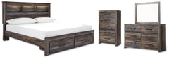 Drystan King Storage Bed, Dresser, Mirror and Chest