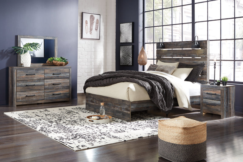 Drystan Queen Panel Bed, Dresser, Mirror and 2 Nightstands
