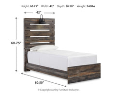 Drystan Twin Panel Bed with 4 Storage Drawers