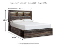 Drystan Queen Bookcase Bed with 4 Storage Drawers
