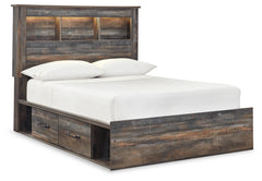 Drystan Full Bookcase Bed with 2 Sided Storage and Nightstand