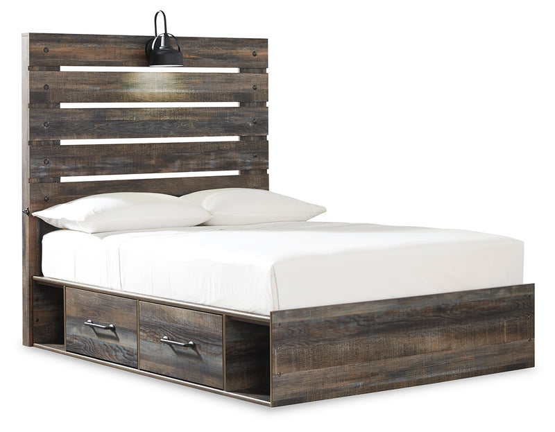 Drystan Full Panel Bed with 2 Storage Drawers