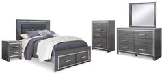 Lodanna Queen Panel Storage Bed, Dresser, Mirror, Chest and Nightstand