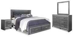 Lodanna King Panel Storage Bed with Mirrored Dresser and Nightstand