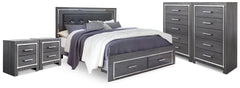 Lodanna King Storage Bed, 2 Chests and 2 Nightstands