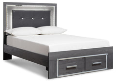 Lodanna Full Upholstered Panel Storage Bed, Dresser, Mirror, and Nightstand